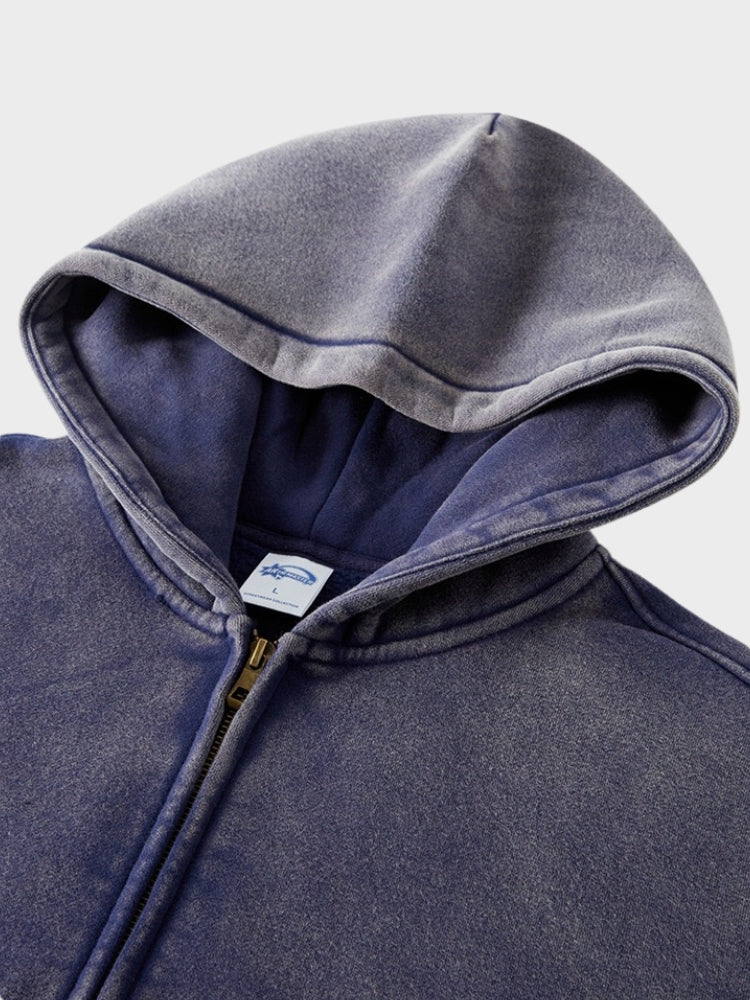 Washed Hoodie with Zipper