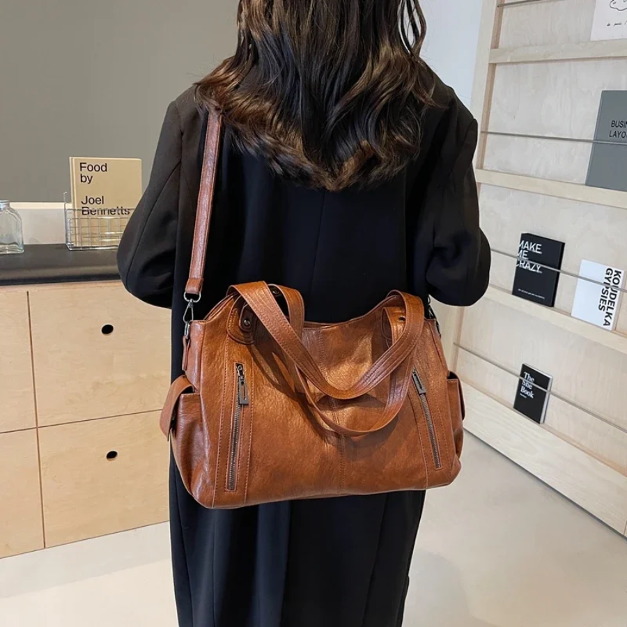 OLIVIA - BRAUNE MODERNE LUXUS-SCHULTERTASCHE