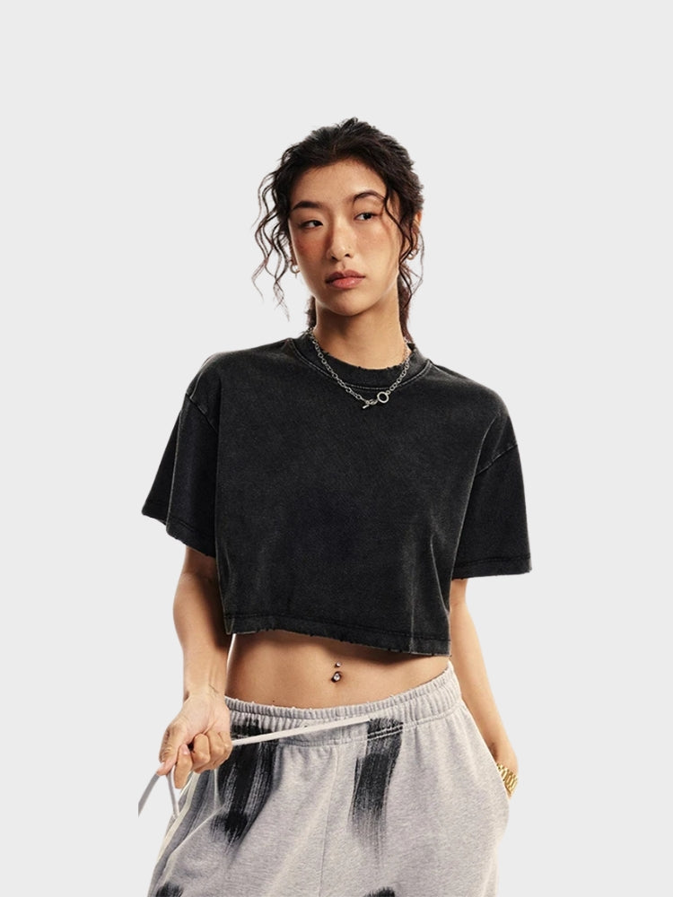 Women Cropped Washed T-Shirt