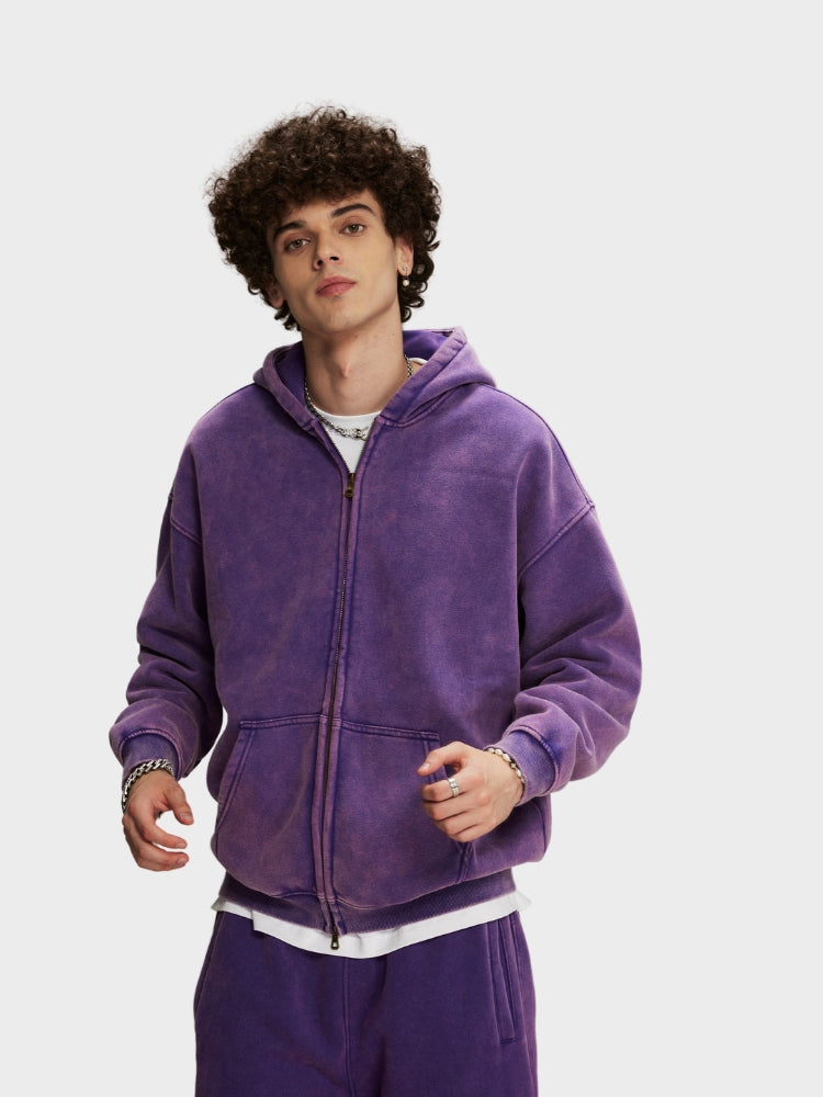 Washed Hoodie with Zipper