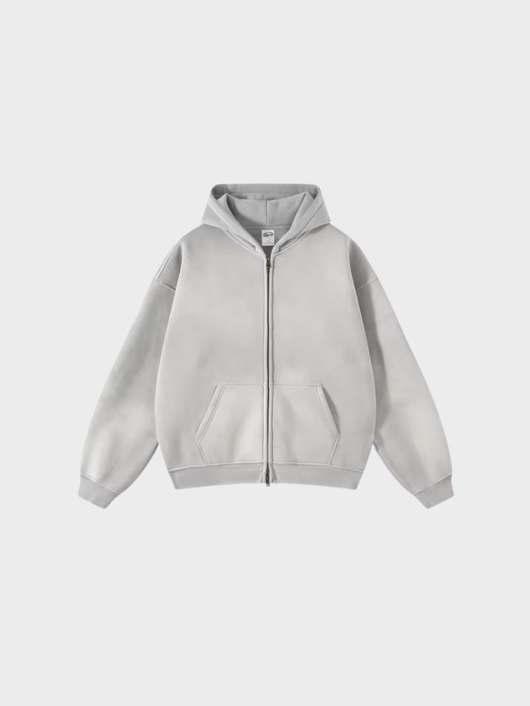 Washed Hoodie with Zipper