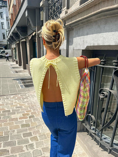 Amy | Strick-Cardigan Rückenausschnitt Top