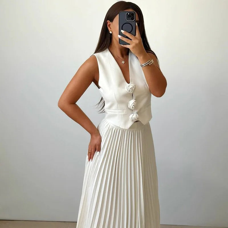 Rosaire | Set mit Blumenweste und Plisseerock