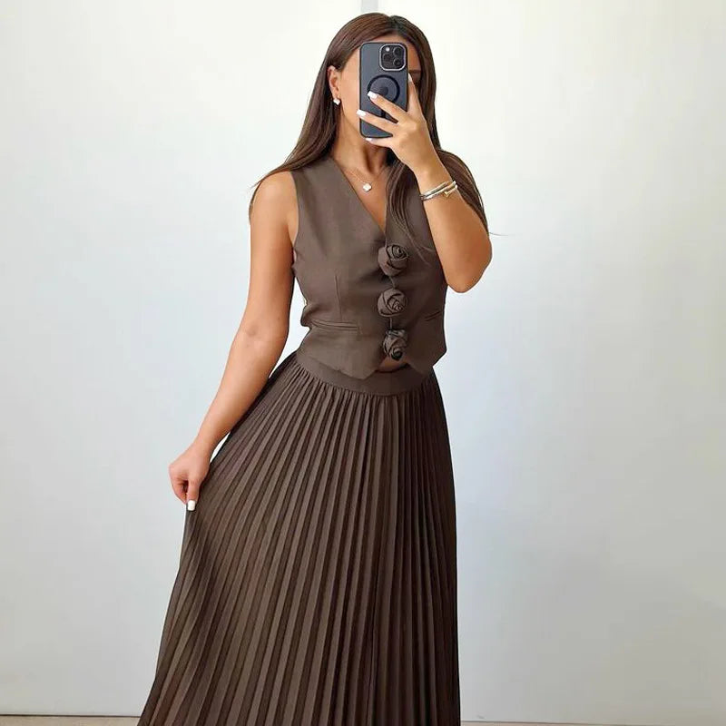Rosaire | Set mit Blumenweste und Plisseerock