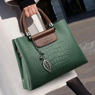 Janveni – Stilvolle grüne Lederhandtasche